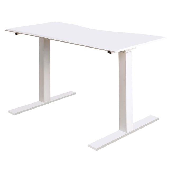 Furniture of America Seantay Bureau Long Réglable en Métal avec USB, Blanc