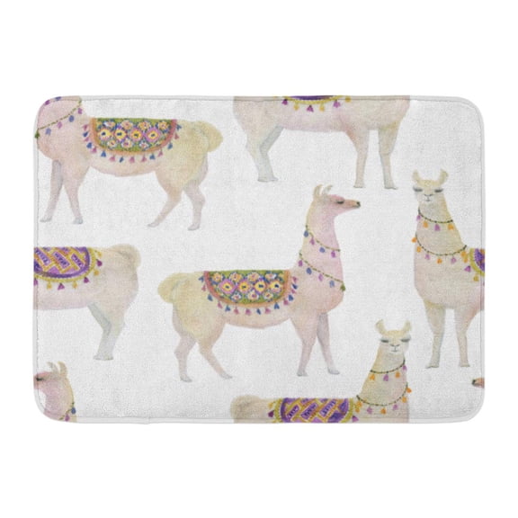 SIDONKU Lama Watercolor Painting White Llamas Peru Funny Alpaca America Doormat Floor Rug Bath Mat 23.6x15.7 inch