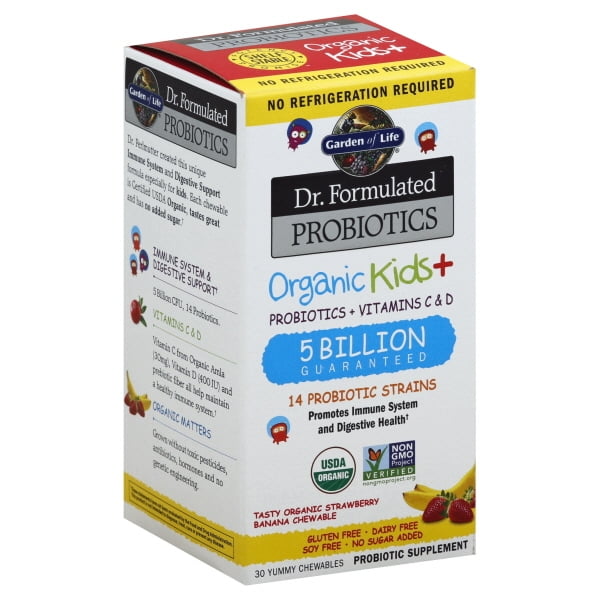 Garden Of Life Dr Formulated Probiotics Organic Kids Tasty Organic Strawberry Banana 30 Yummy Chewables Walmart Com Walmart Com