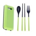 thumbnail image 2 of Reusable Fork Spoon Chopsticks Set for Office Car Camping Outdoor Use Black Portable Folding 3Pcs Set, 2 of 3