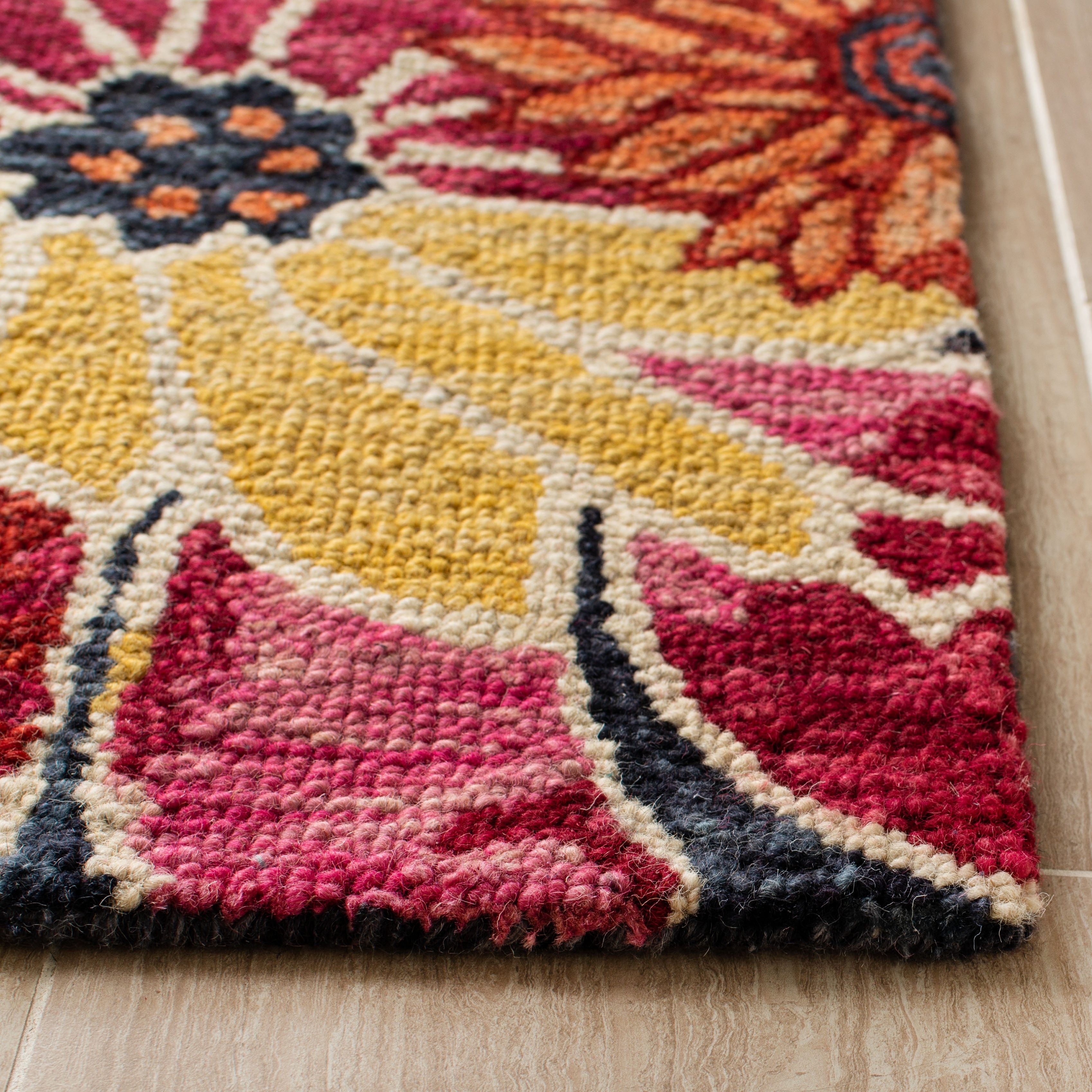 SAFAVIEH Aspen Candelario Colorful Floral Wool Area Rug, Charcoal/Blue, 9' x 12'