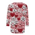 thumbnail image 4 of mihongmao Valentine Day Shirt for Women Round Neck Women Valentine's Day Flower Print Round Neck Three Quarter Sleeve 3/4 Sleeve T-shirt Loose Multicolor XL, 4 of 5