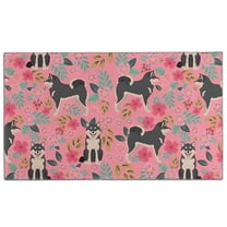 Shiba Inu Dog and Flower Floral Door Rugs,Washable Non Slip Door Mats Indoor,Decorative Door Mats,Entry Mat Indoor for Entrance,Bedroom,Kitchen,Bathroom,17"x30"