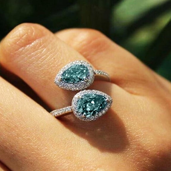 PULABO Elegant Cocktail Wedding Ladies Gift for Wife Shiny Lightweight Cubic Zirconia CZ Ring Perfect Present Comes in Elegant Box