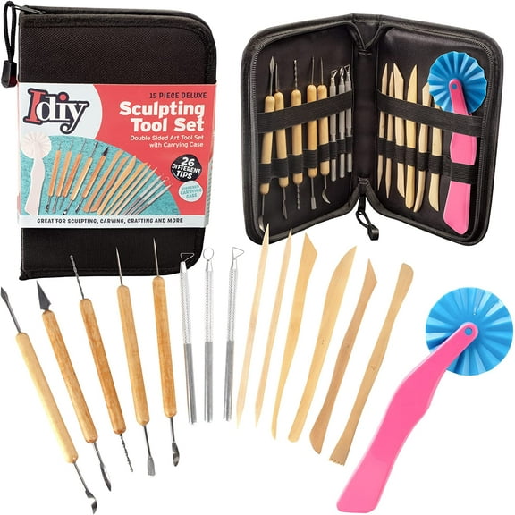 Sculpt Pro Pottery Tool Starter Kit - 15-Piece 26-Tool Beginner's Clay Sculpting Set - Free Carrying Case Included - Great Gift
