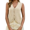 thumbnail image 3 of Sleeveless Women V Neck Casual Hollow Knit Sweater Vest Tops, 3 of 6