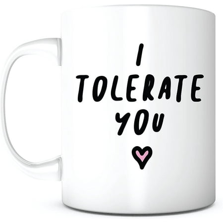 

I Tolerate You-11 Ounce White Ceramic Mug Anniversary Appreciation Holidays Gift for Husband Wife Couples Family Coffee Mug for Best Friend Friendship Appreciation for Sister Brother