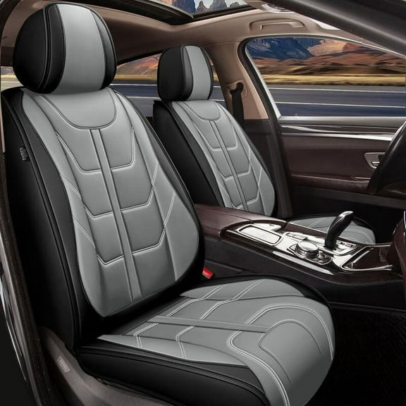 LAONNVIR Seat Covers Fit for Ford Explorer 2004-2024 Full Set Faux Leather Seat Cover 2 Rows 5 Seats Seat Cushion Waterproof Protector (Black Grey)