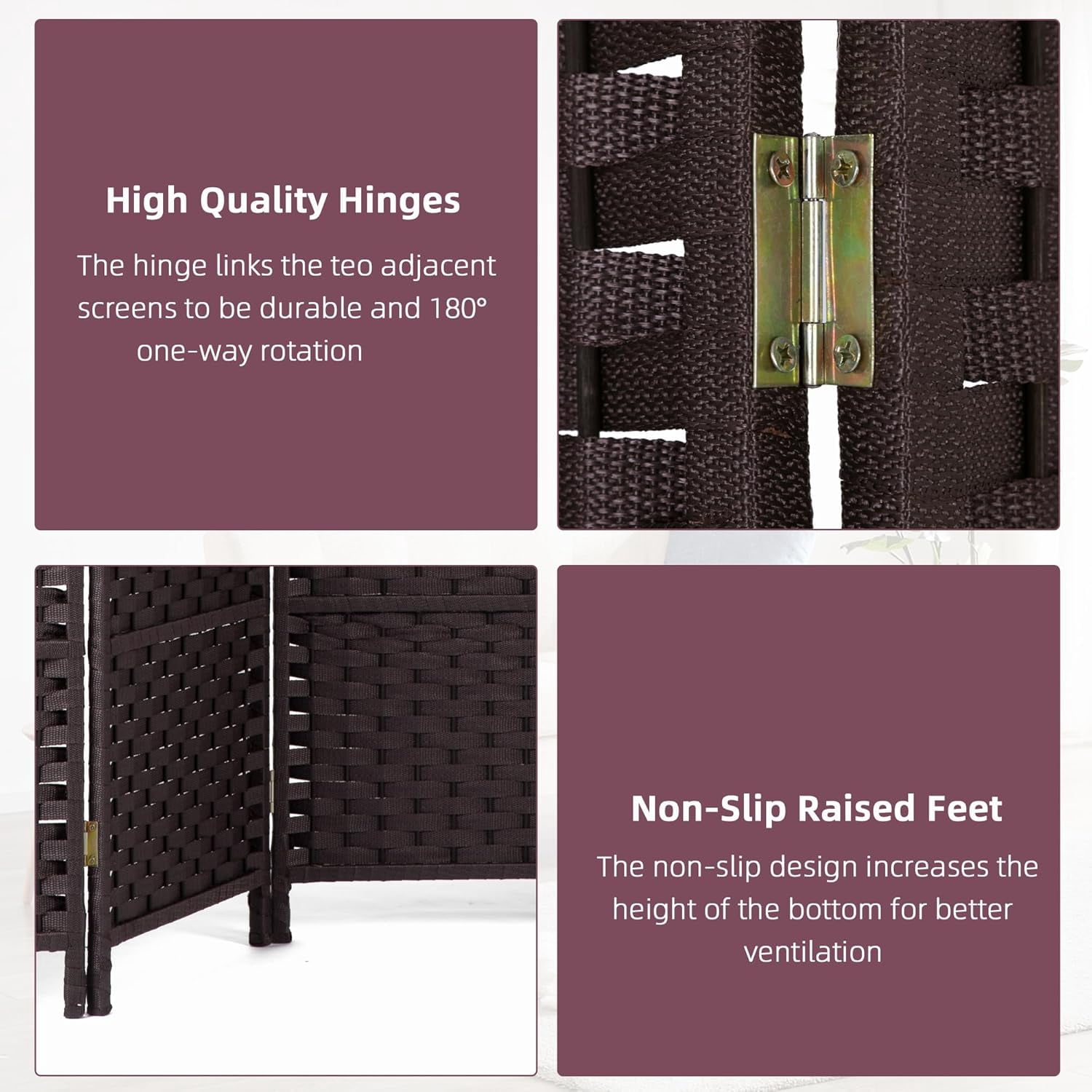 CL.HPAHKL 8 Panel Room Divider, Folding Privacy Screen 5.57 FT Tall Portable Wooden Wall Divider, Brown