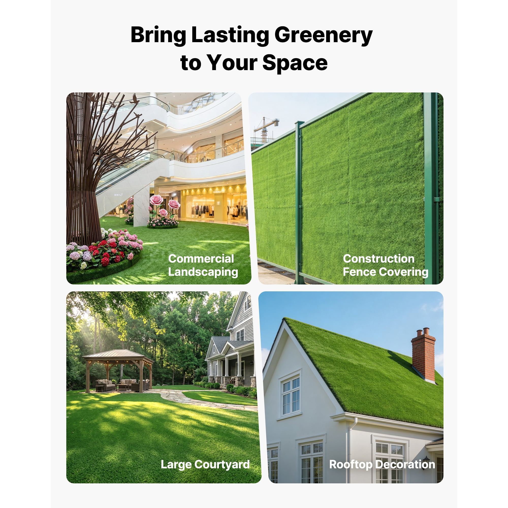 KFFKFF Artificial Grass, 18 x 10 ft Synthetic Turf Rug, 0.6 in Pile Height Realistic Lawn Carpet Roll Mat, Easy-to-Clean with Drainage Holes for Patio, Garden, Balcony, Outdoor and Indoor Use, Green