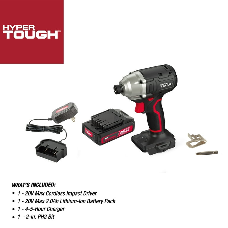 Hyper Tough 20V Brushless Impact Driver with 2.0Ah Lithium-Ion