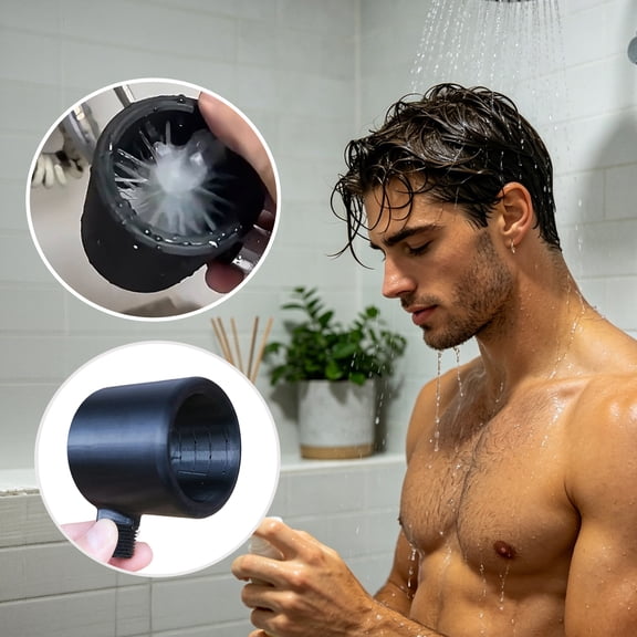 KGJQ Men Shower Head, Universal Bathroom Heated Massager, Handheld Coarse Hole Design, Standard Thread Interface and Easy to Install, Home and Bath Use