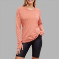 thumbnail image 2 of larppty Long Sleeve Training Top with Thumbholes, Comfortable Yoga Gym Quick-dry Pullover Top (Orange, L), 2 of 5