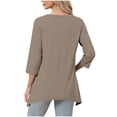 thumbnail image 5 of HongQid Womens Tunic Plus Size 3/4 Sleeve Tops V Neck Casual Long Swing Blouses Shirts Loose Fit Dressy, 5 of 7