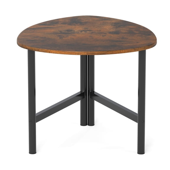 Furnibear Triangle Coffee Table Oval Coffee Table with Metal Legs Industrial Center Table - Brown - Living Room Center Table