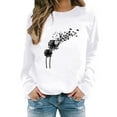 thumbnail image 2 of Baqcunre Women's Dandelion Print Long Sleeve Casual Fashion Hoodie Top Womens Tops Crewneck Sweatshirts Graphic Sweatshirts for Women Womens Sweatshirt White 3Xl, 2 of 4