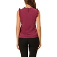 thumbnail image 3 of INSPIRE CHIC Women's Sleeveless Blouse Ruffled Pleated Wear-to-Work Chic Blouse XL Dark Red, 3 of 6