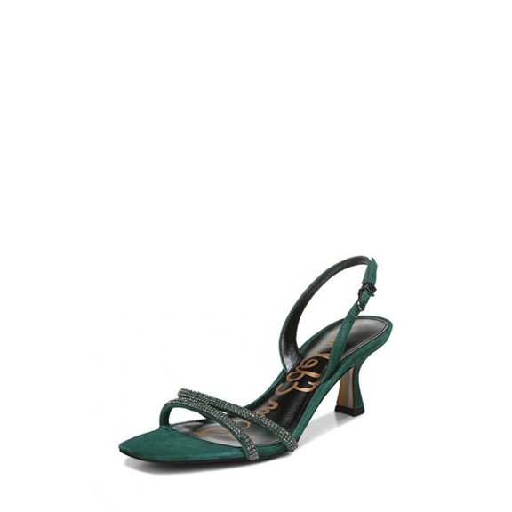Sam Edelman Ronan Green Ivy Crystal Rhinestone Ankle Strap Open Toe Heel Sandals (Green Ivy, 5)