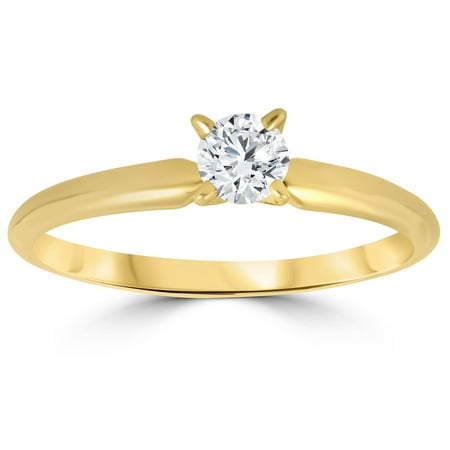 1/3ct Round Diamond Solitaire Brilliant Cut Engagement Ring 14K Yellow Gold | Walmart Canada
