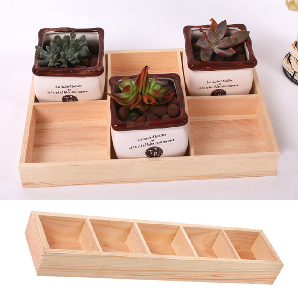 Multi Grid Wooden Flower Pot Bonsai Planter Box Storage Holder Organizer Mgic 