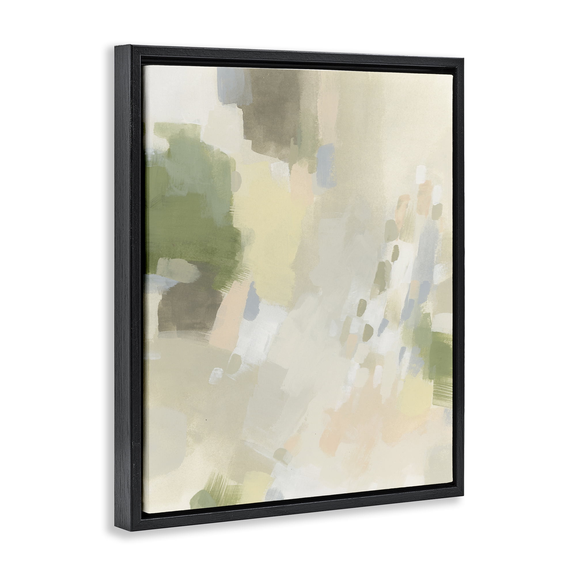 Stupell Industries Muted Abstract with Speckles Abstract Painting Black Floater Framed Canvas Art Print Wall Art, 17 x 21