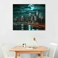 thumbnail image 2 of COMIO Wall Art for Living Room City Canvas Wall Art New York Skyline Night View Picture Painting Modern Giclee Canvas Prints Modern Home Wall Decoration Stretched Canvas Ready to Hang 20x16 inch, 2 of 4