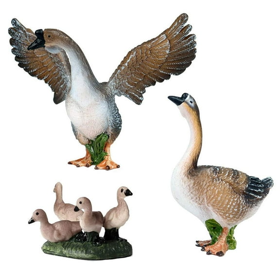 Ksopiavobs 3pcs Goose Family Animal Figurines Realistic Animal Figure Early Educational Toys Science Project Christmas Birthday Gift for Kids