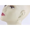 thumbnail image 3 of Sterling Silver Crystal Clear Quartz Earrings Smooth Long Puffed Teardrop Simple Drops Designed for Adult Women, 3 of 5