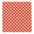thumbnail image 2 of Ambesonne Vintage Shower Curtain, Abstract Warm Toned Lattice, 69"Wx70"L, Vermilion and White, 2 of 4