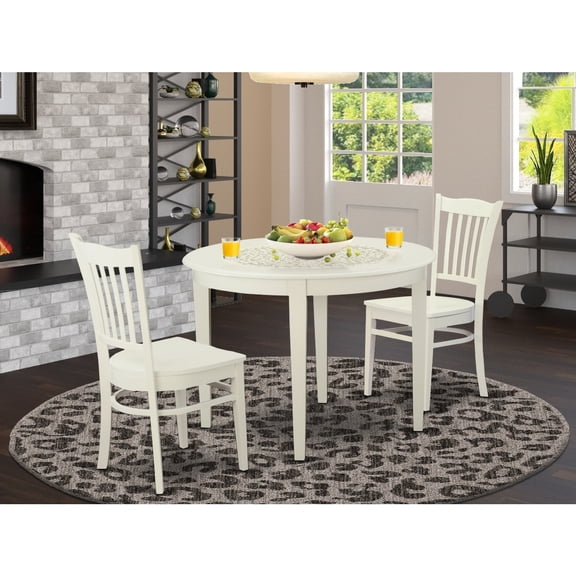 Small Round Dining Table Set - 3 Piece Kitchen Table & Chairs - 42 Inch White