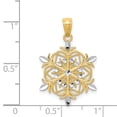 thumbnail image 2 of Diamond2Deal 14k Yellow Gold with Rhodium Diamond-Cut Snowflake Pendant for Women (L- 0.99 inch, W- 0.71 inch), 2 of 6