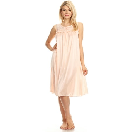 

Lati Fashion Women Nightgown Sleepwear Female Sleep Dress Nightshirt Peach XXXL