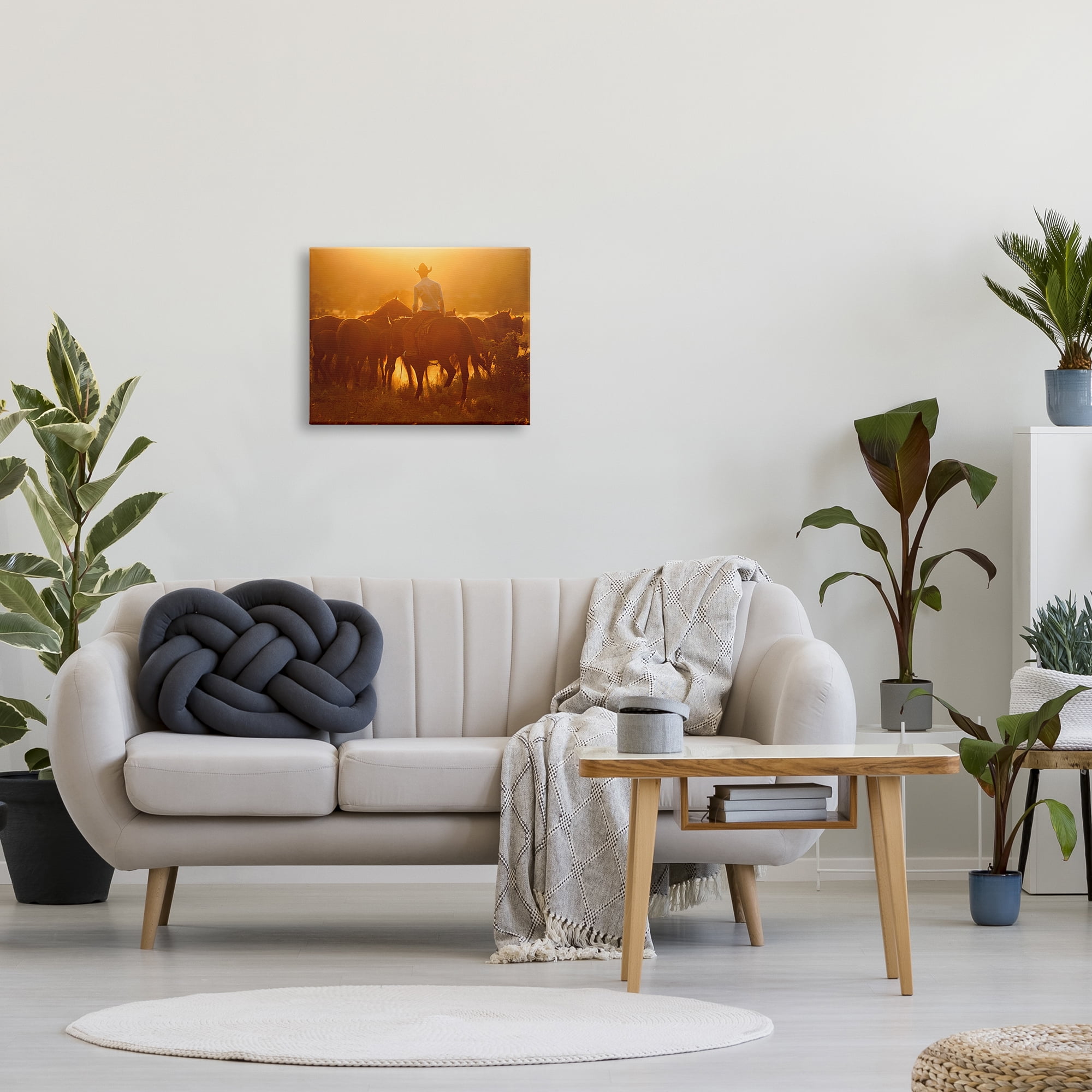 Stupell Industries Warm Sunlit Cowboy Riding Horse Rural Ranch Photograph Gallery Wrapped Canvas Print Wall Art, Design by Lisa Dearing