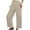 Beige, variant on UHUYA Women Wide Leg Pants Linen Pants Fashion Women Comfortable Solid Color Leisure Pants Pockets Loose Pants Lightweight Summer Pants Coffee S US:4