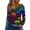Multicolor, variant on Womens Tops Long Sleeves T-Shirts Pumpkin Print Halloween Shirts Loose Fit V Neck Going Out Tops