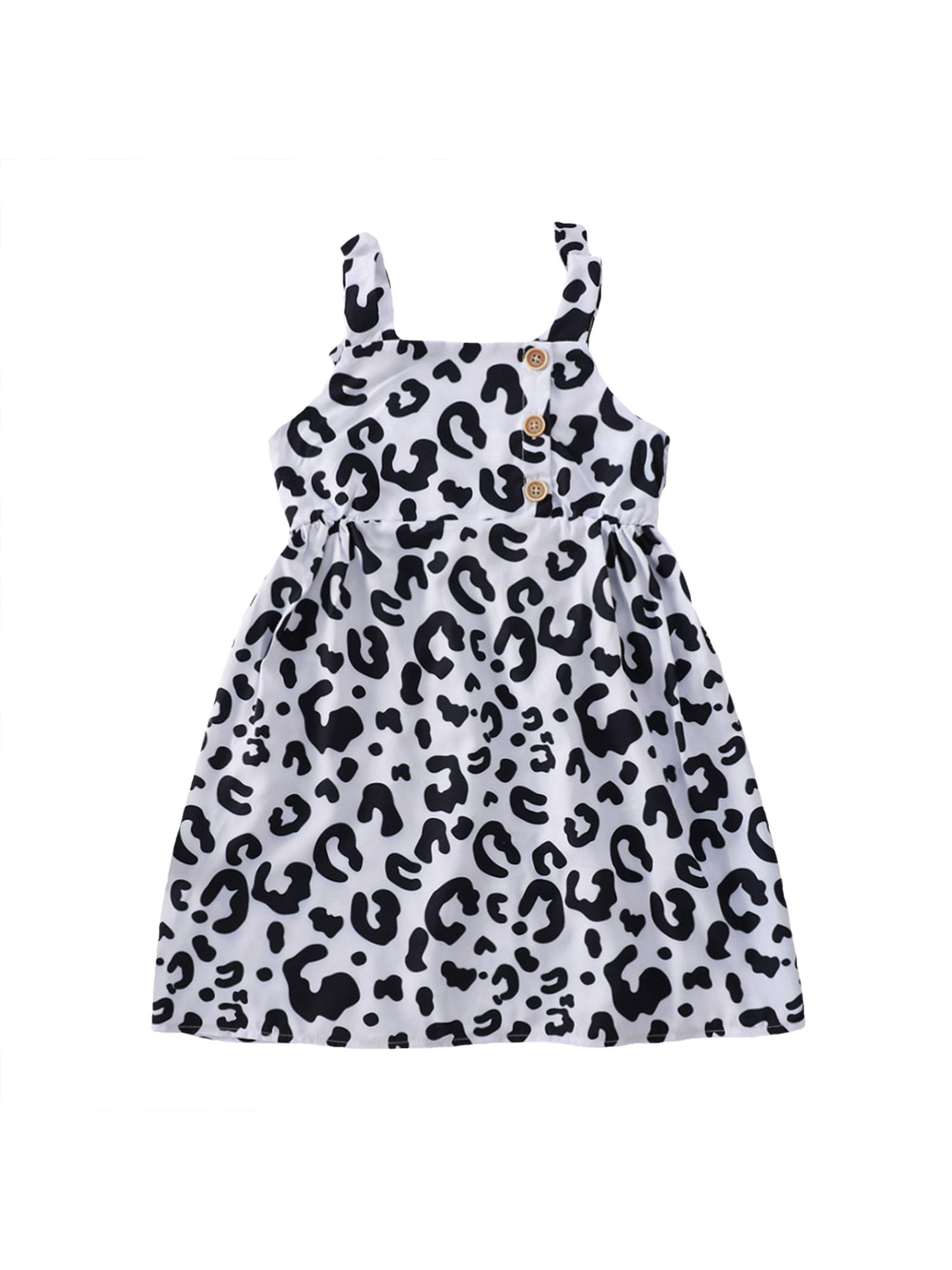 Owl's-Yard Baby Girl Spaghetti Strap Dress Summer Kids Print 