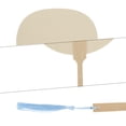 thumbnail image 3 of Unique Bargains 1 Pc Portable Double-Sided Long Handle Round Xuan Paper Folding Fan for Wedding Xuan Paper Bamboo Beige [Double-Sided Long Handle Round Apple], 3 of 5