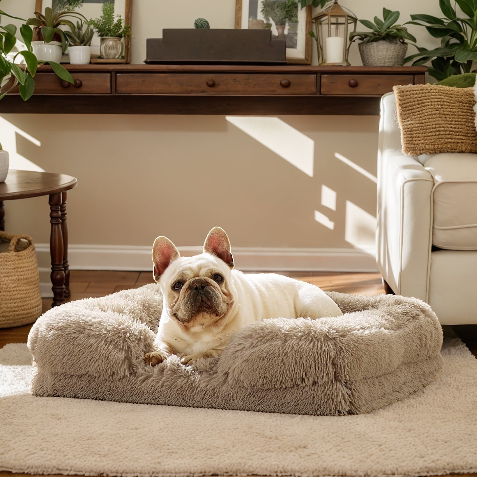 PayUSD Warming Fluffy Orthopedic Dog Beds for Large Dogs,Dog Bed with Plush Thick Egg Foam Support and Non-Slip Bottom, Large Waterproof and Machine Washable Pet Bed Cover