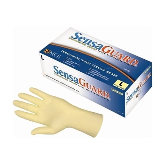 Disposable Latex Gloves, Powder Free, Rolled Cuff, 5 mil, Nat. White, Large