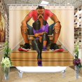 thumbnail image 2 of Juego de cortinas de ducha de tela con temática de pareja africana y niña negra, decoración de baño con ganchos, impermeables, lavables, 72 x 72 pulgadas, negro, morado y rojo, 2 of 4