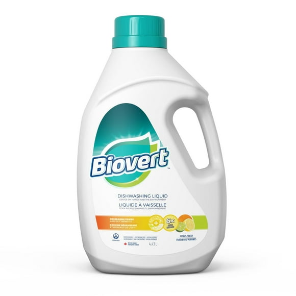 BIOVERT Liquide à Vaisselle Fraîcheur d'Agrumes Certifié Écologo<br>4.43 L