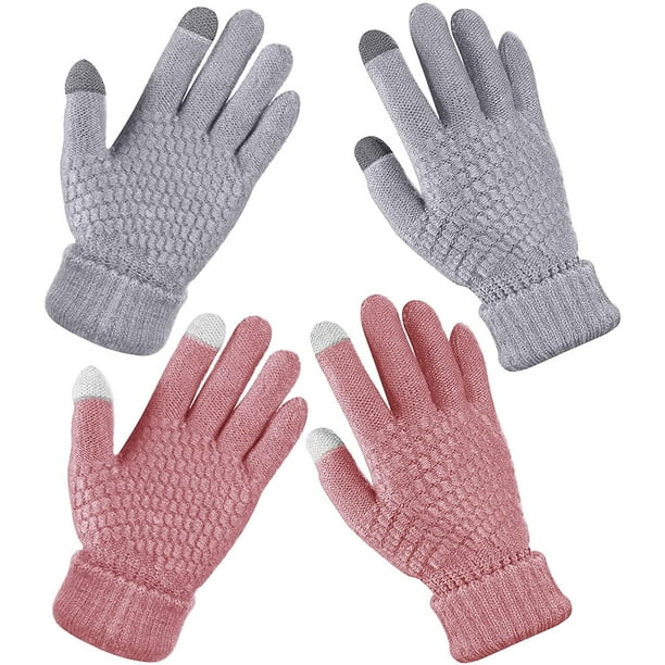 2 paires de gants d'hiver pour écran tactile pour femmes gants en