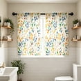 thumbnail image 5 of Watercolor Multicolor Leaf Print Tier Curtains Set of 2 27.56W x 39.37H Rod Pocket Light Filtering Curtains for Kitchen Bathroom, 5 of 7