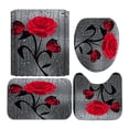 thumbnail image 2 of 4 Pcs Shower Curtain Set - Non-slip Carpet, Shower Curtain, Toilet Cover, Bathroom Mat with 12 hooks For Home / Hotel / Party Decoration, 2 of 11