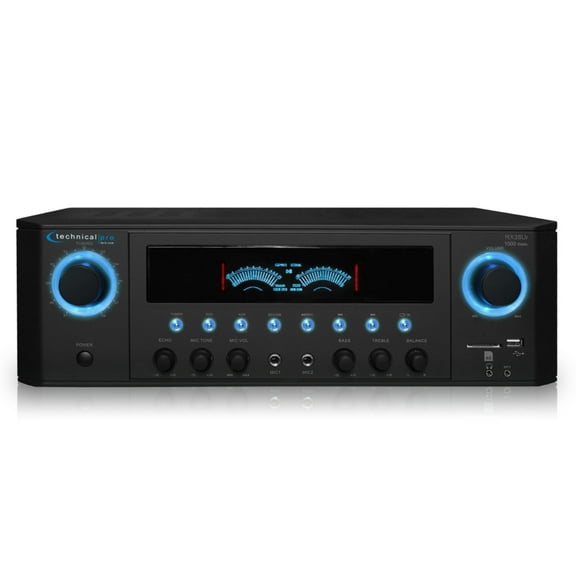Technical Pro Receiver 1000W FM USB SD Card 2 Mic Inputs MP3 AUX Playback