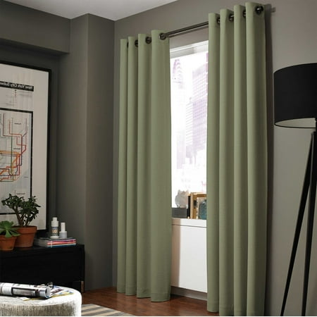 (#92) Hotel Quality Grommet Top, Microfiber (Cotton Touch) 1 Panel Sage Green Solid Thermal Foam Lined Blackout Heavy Thick Window Curtain Drapes Bronze Grommets 95" Length