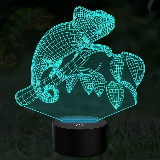 SAYDY Chameleon LED Night Light for Boy Lizard 3D Illusion Lamp