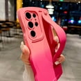 thumbnail image 5 of Compatible with Samsung Galaxy S23 Ultra 5G Phone Case with Wrist Strap Kickstand,Cute Gradient Case Curly Wave Frame Case Women Camera Protection Soft Shockproof Cover (d), 5 of 7