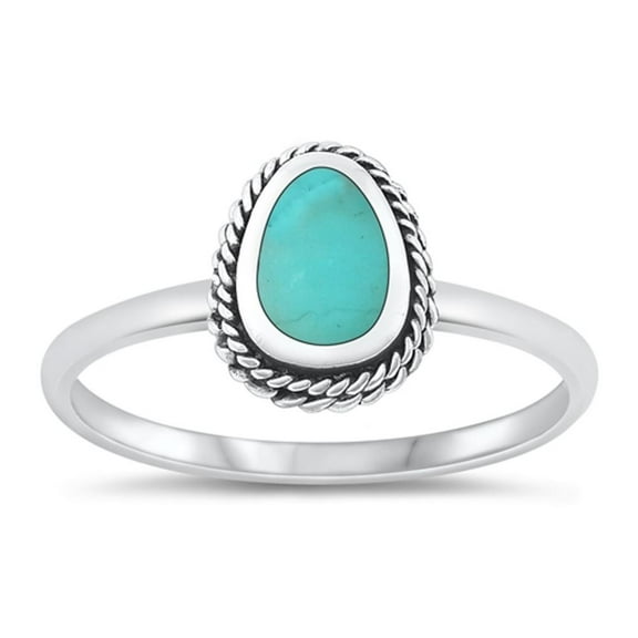 CHOOSE YOUR COLOR Simulated Turquoise Wholesale Bali Ring .925 Sterling Silver Band Blue CZ Female Size 5