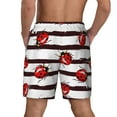 thumbnail image 4 of Goofa Ladybugs on Black and White Striped1 Printed Men's Swim Trunks Board Shorts Quick Dry Mens Swimming Trunks with Compression Liner,Breathable Fit Hawaii Beach Shorts-Small, 4 of 9